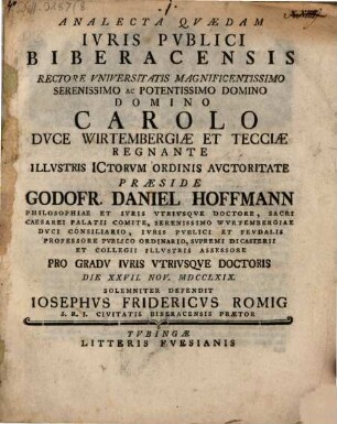Analecta quaedam iuris publicis Biberacensis