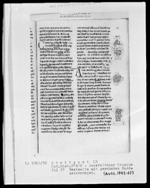 Orosius, Historiarum libri septem adversos paganos — Gerahmte Randnoten, Folio 37recto