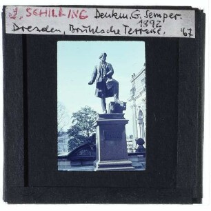 Dresden, Brühlsche Terrasse,Dresden, Schilling, Denkmal Gottfried Semper