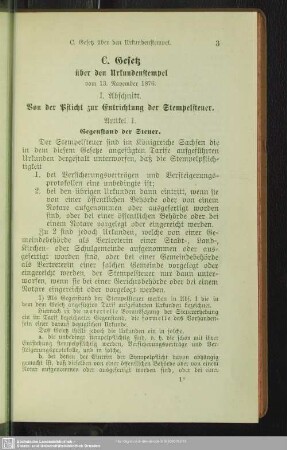 C. Gesetz über den Urkundenstempel vom 13. November 1876