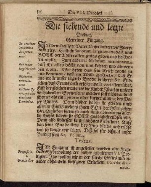 Die siebende und letzte Predigt.