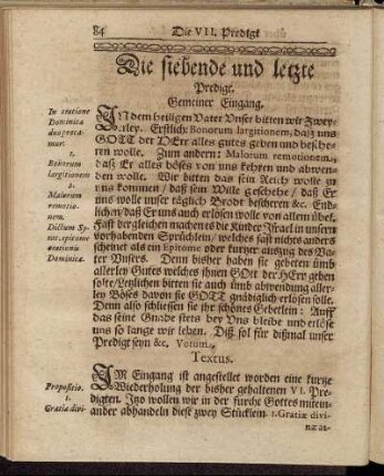 Die siebende und letzte Predigt.