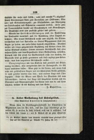 Ueber Aufhebung des Schulgeldes