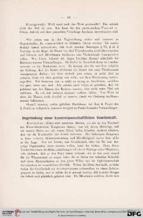 Begründung einer kunstwissenschaftlichen Gesellschaft
