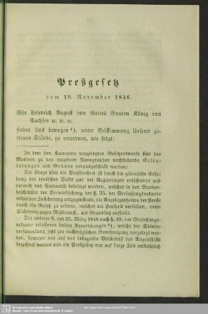 Preßgesetz vom 18. November 1848