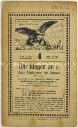 Sonderdruck des Bundes der Kaisertreuen gegen Philip Scheidemann und die Sozialdemokratie