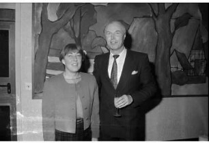 Frank Pries: bei Neujahrsempfang in Kreissparkasse Stormarn, Zweigstelle, Am Markt: daneben Ehefrau, 01.01.1990
