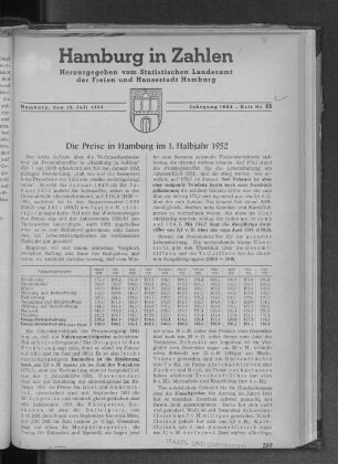 Die Preise in Hamburg im 1.Halbjahr 1952