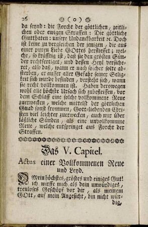 Das V. Capitel. Actus einer Vollkommenen Reue und Leyd.