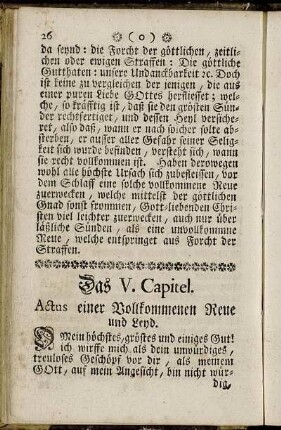 Das V. Capitel. Actus einer Vollkommenen Reue und Leyd.