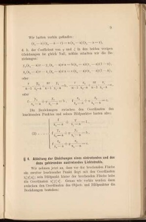 § 4. Ableitung der Gleichungen eines eintretenden und des dazu gehörenden austretenden Lichtstrahls