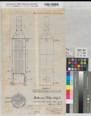 Vorhelm (Ahlen) Strontianitschacht Arup stehender Röhrenkessel 1882 1 : 15 51 x 31 Zeichnung Strontianit Societät von Goerne & Co. Bergämter Nr. 5364
