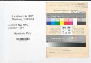 Entnazifizierung Felix Rombach , geb. 07.03.1915 (Polizist)