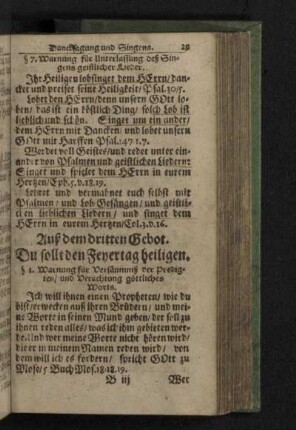 Auß dem dritten Gebot. Du sollt den Feyertag heiligen.