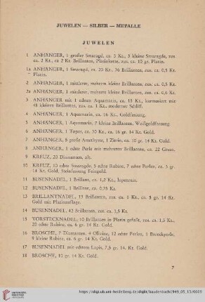 Juwelen (Nr. 1-142)
