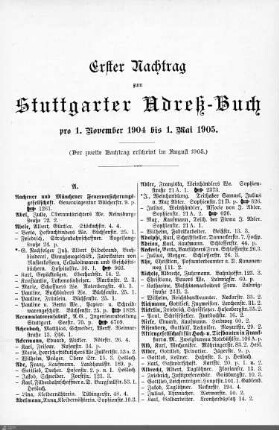 Nachtrag zum Stuttgarter Adreßbuch, 01.11.1904-01.05.1905