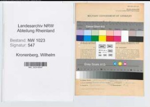 Entnazifizierung Wilhelm Kronenberg , geb. 30.03.1892 (Lehrer)