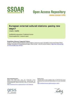 European external cultural relations: paving new ways?