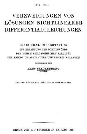 Verzweigungen von Lösungen nichtlinearer Differentialgleichungen