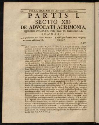 232-240, Sectio XIII. De Advocati Acrimonia, quando Probatio per Testes expedienda.