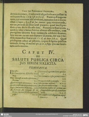 Caput IV. De Salute Publica Circa Ius Rerum Sollicita