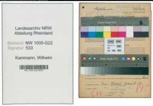 Entnazifizierung Wilhelm Kammann , geb. 19.04.1892 (Milchhaendler)