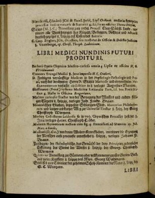 Libri Medici Nundinis Futuri Prodituri.