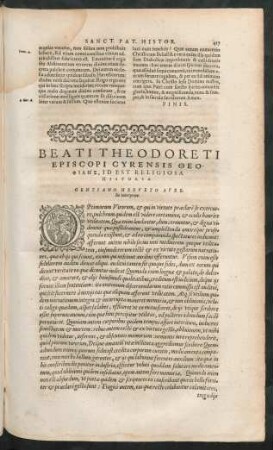 Beati Theodoreti Episcopi Cyrensis Theophilēs, Id Est Religiosa Historia.