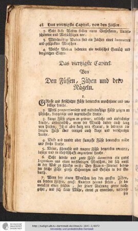 Von den Füssen, Zähen und dero Nägeln