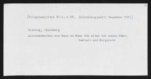 Brief von Gerhart Hauptmann und Margarete Hauptmann an Rudolf G. Binding