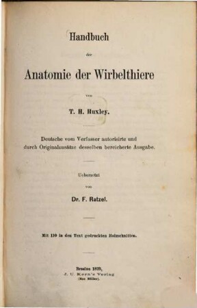 Handbuch der Anatomie der Wirbelthiere