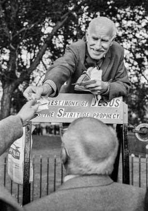 London, Hyde Park, Speakers Corner. Portrait eines religiösen Speakers