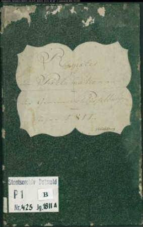 Zivilstandsregister der evangelischen Gemeinde Schlüsselburg, Kreis Minden (A 1811). (Gemeinde: Evangelische Gemeinde Schlüsselburg)