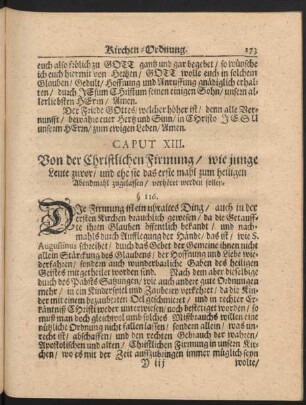 Caput XIII. Von der Christlichen Firmung / ...
