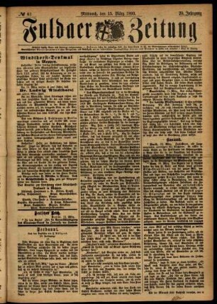 Ausgabe vom Mittwoch, den 15. März 1893.