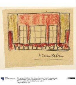 Berlin- Mitte, Umbau "Hausleben" -Versicherungsgebäude, Dorotheenstraße 3,1 Skizze zum Innenraum - Aufriss