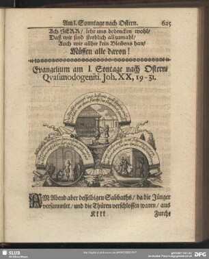 Evangelium am I. Sontage nach Ostern, Quasimodogeniti, Joh. XX, 19 – 31.