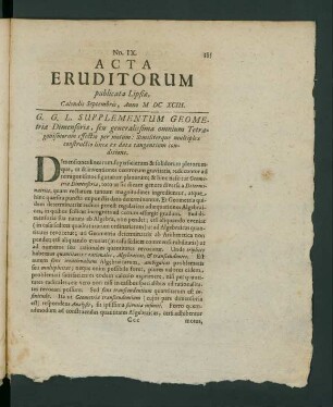 N. IX. [...] Calendis Septembris Anno M DC XCIII.