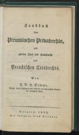 Theil 2: Handbuch des Preussischen Privatrechts
