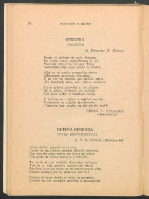Última ofrenda : (Vals sentimental)