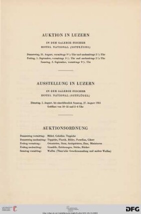 Auktion / Ausstellung /Auktionsordnung
