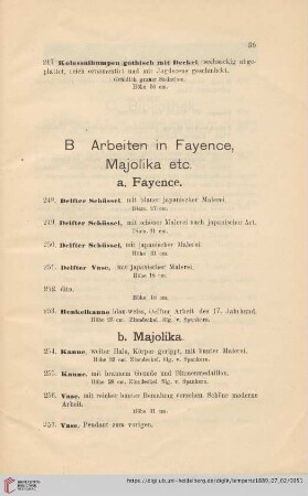 b. Majolika (Nr. 254 - 257)
