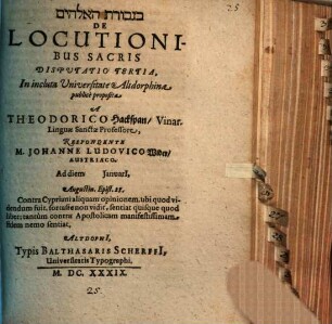 De locutionibus sacris disputatio ..., Tertia