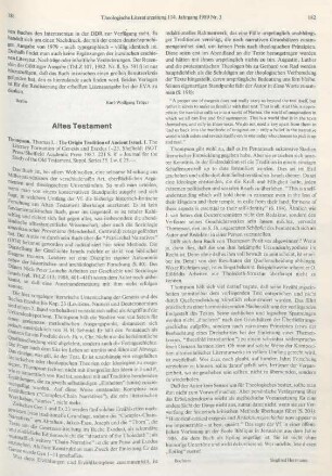 181-182 [Rezension] The literary formation of Genesis and Exodus 1 - 23