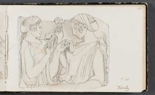 Studie einer Grabstele aus Pharsalos (Thessalien) mit zwei jungen Frauen im Profil