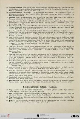 Schmuckstücke. Uhren. Kameen (Nr. 128-157)