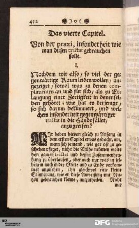 Das vierte Capitel. Von der praxi, insonderheit wie man diesen tractat gebrauchen solle.