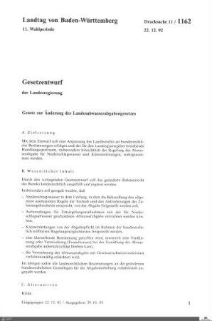 Gesetzentwurf Änderung Landesabwasserabgabengesetz