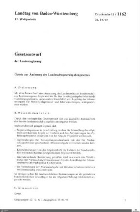 Gesetzentwurf Änderung Landesabwasserabgabengesetz