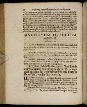 Undecimum Oraculum Sacrum. - XV. Oraculum Sacrum.